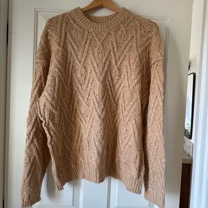 Free People Cozy Tan Cable Knit Sweater